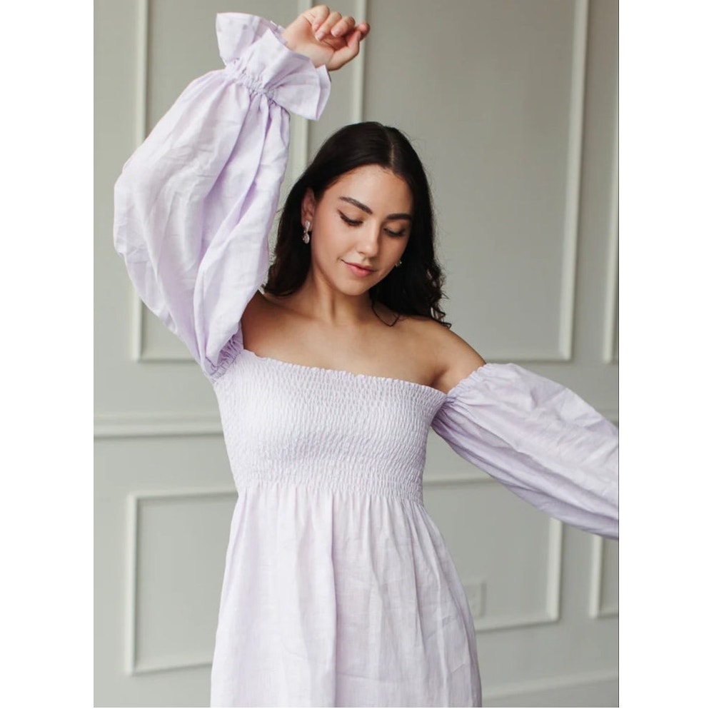 Sleeper Atlanta Linen Dress - Lavender Size Small